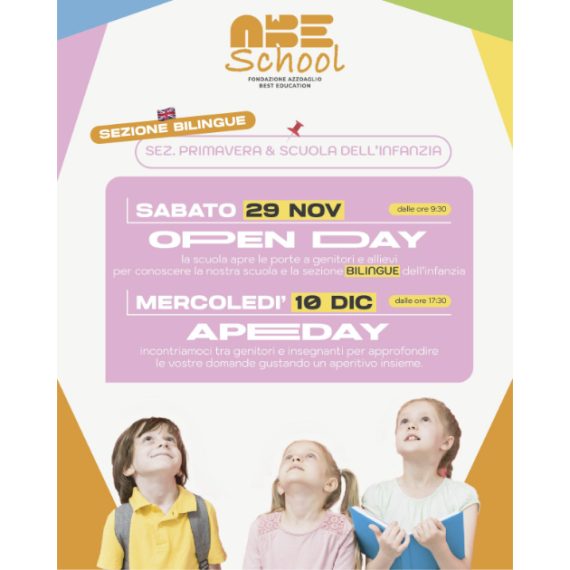 VI ASPETTIAMO AGLI OPEN DAYS – PRIMAVERA E INFANZIA