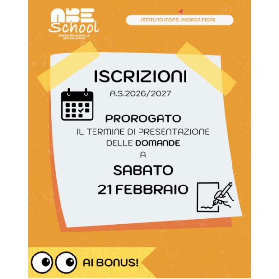 ISCRIZIONI PROROGATE E BONUS PER LA SCUOLA SECONDARIA PARITARIA