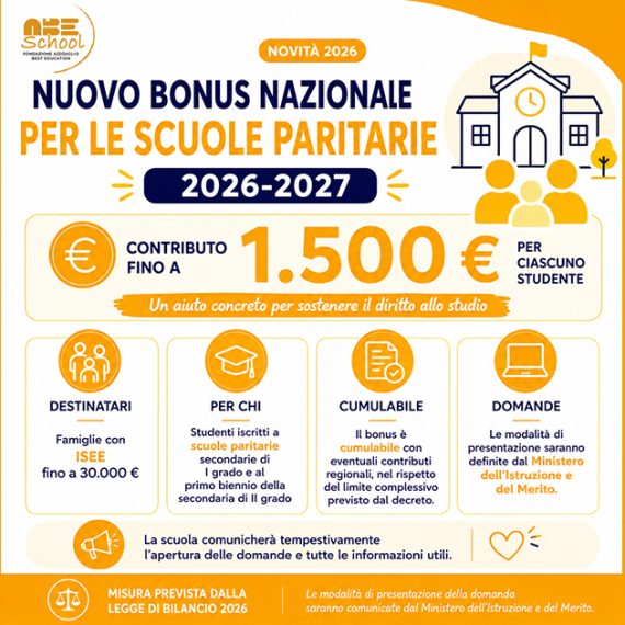 Bonus nazionale per le scuole paritarie 2026-2027: fino a 1.500 euro per studente